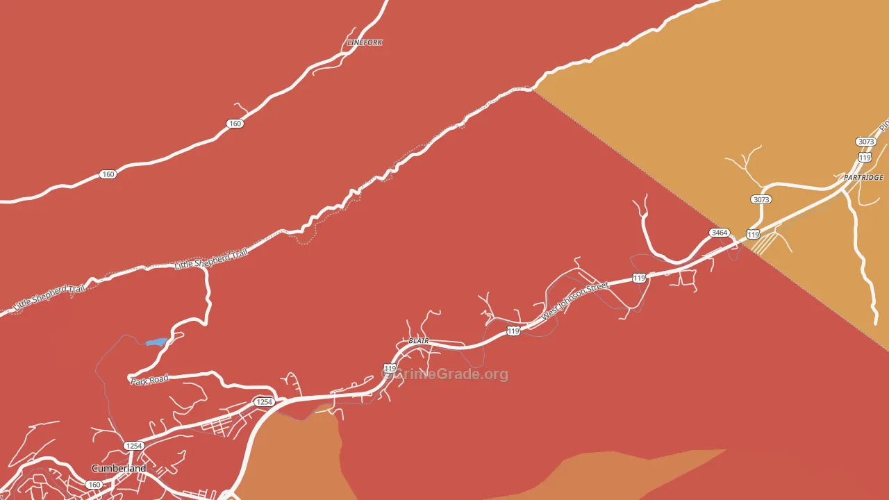 Blair, KY Map of Theft Rates