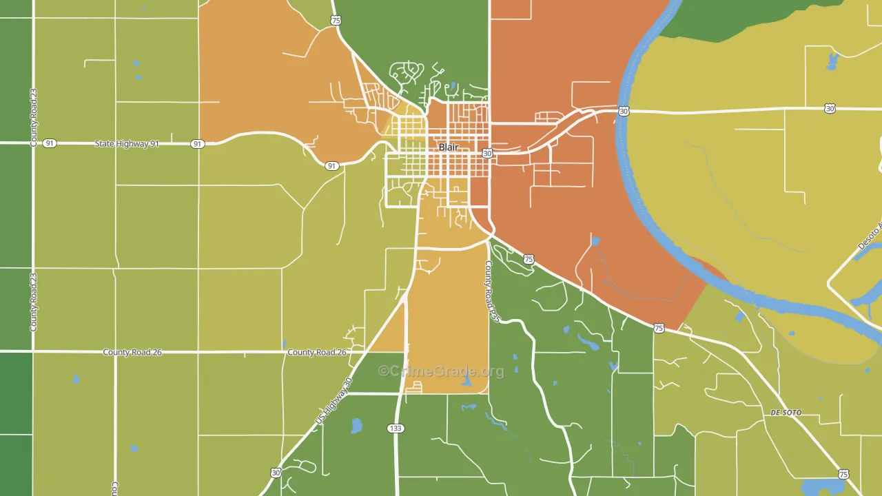 Blair, NE Map of Theft Rates