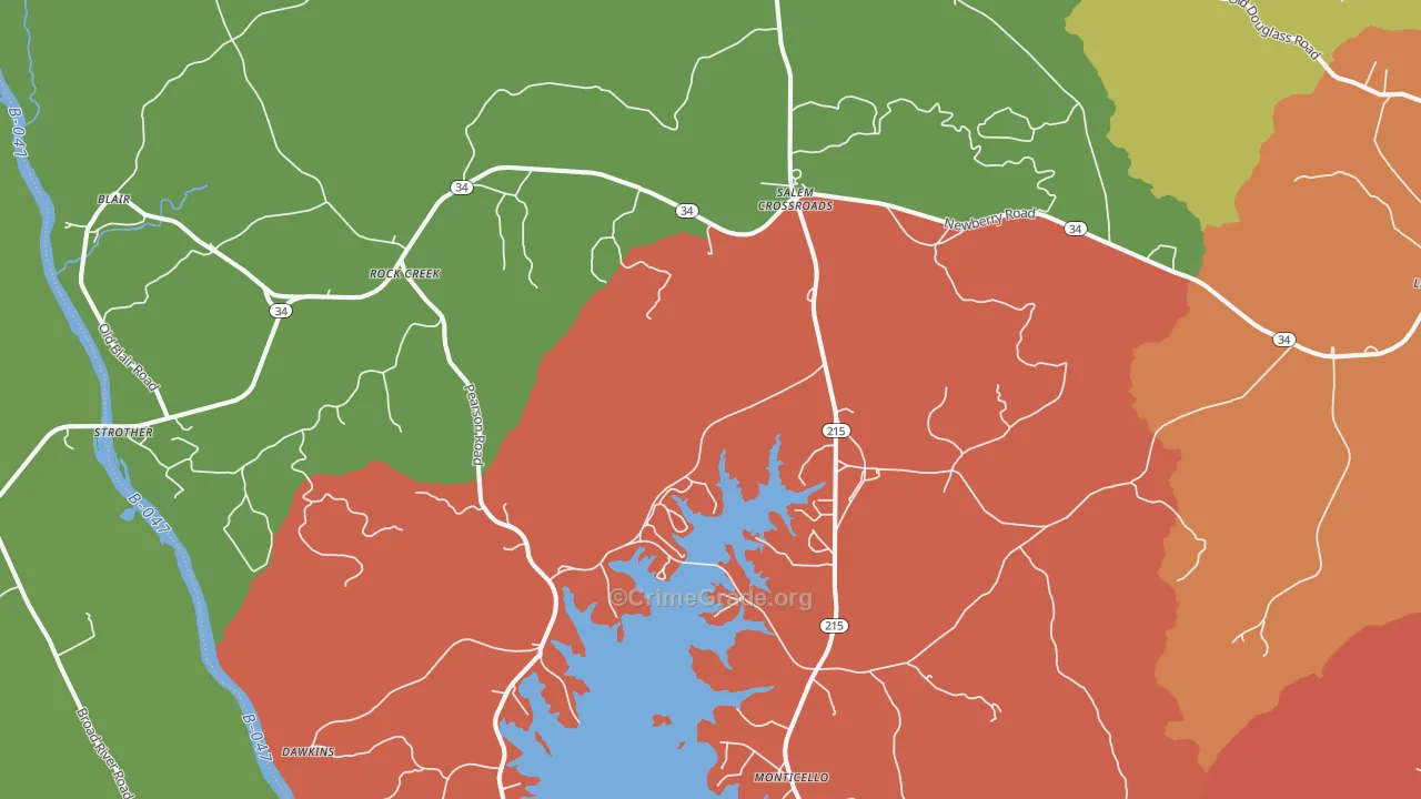 Blair, SC Map of Theft Rates