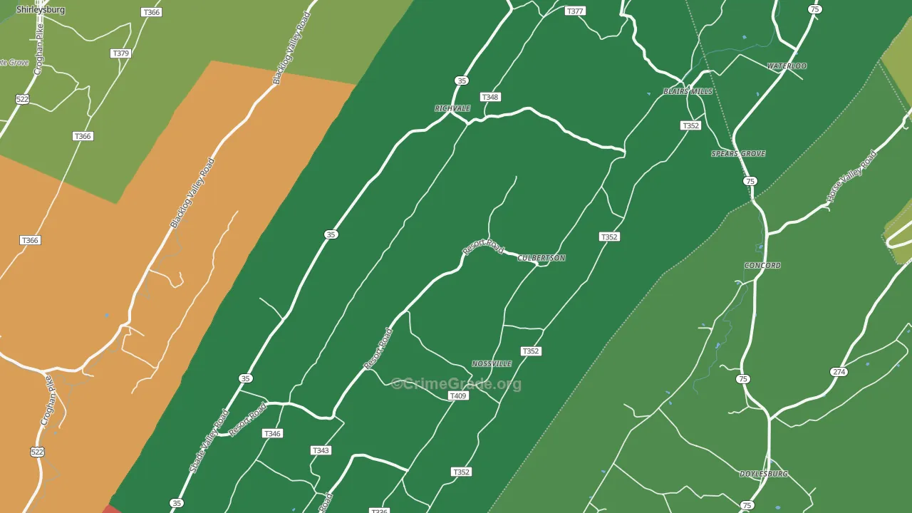 Blairs Mills, PA Map of Theft Rates