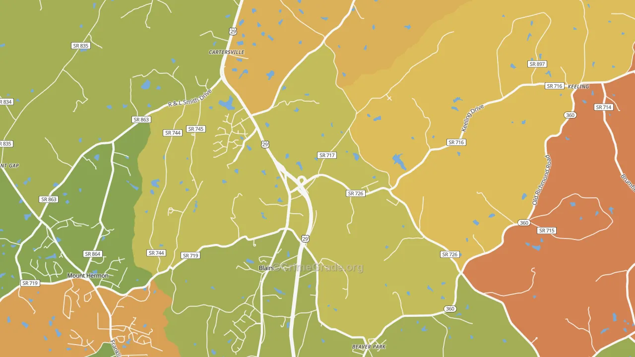 Blairs, VA Map of Theft Rates