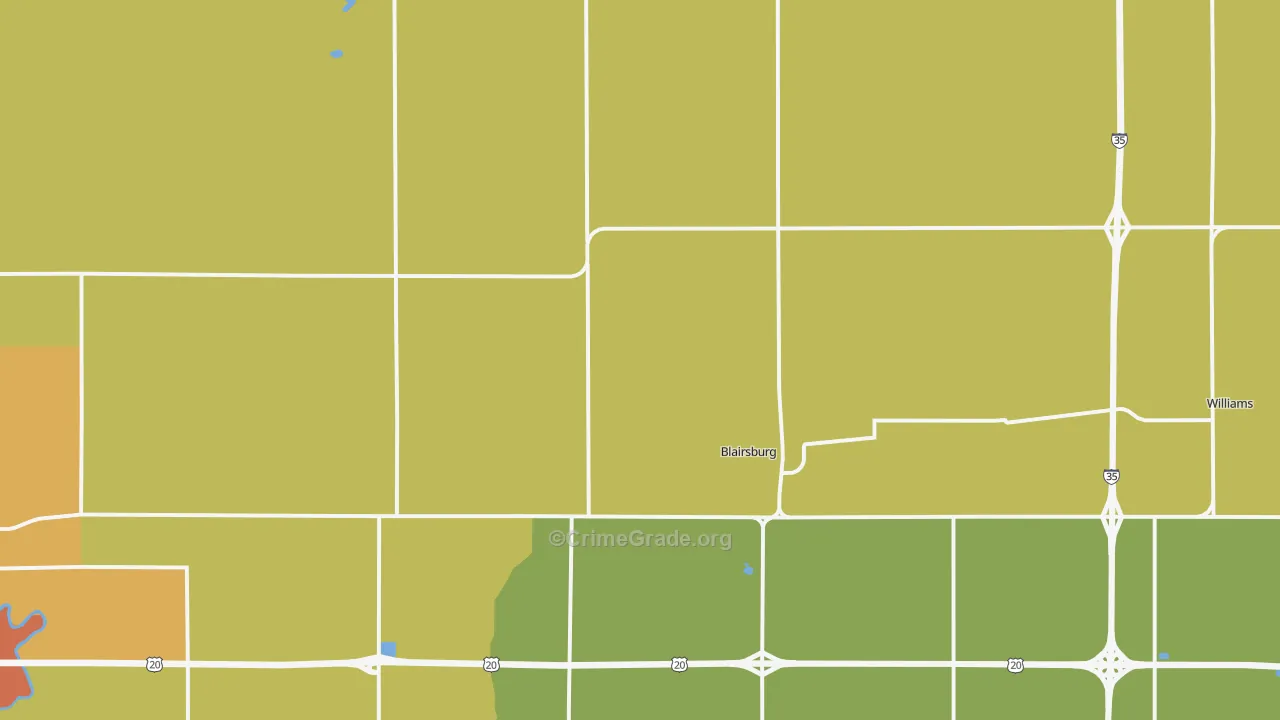 Blairsburg, IA Map of Theft Rates