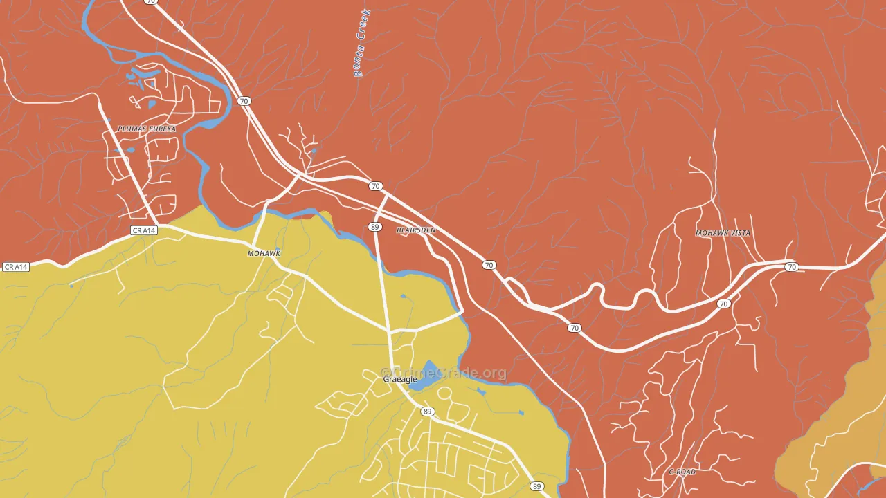 Blairsden, CA Map of Theft Rates