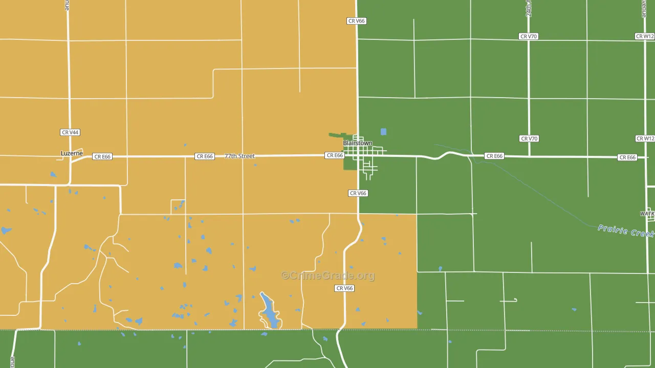 Blairstown, IA Map of Theft Rates