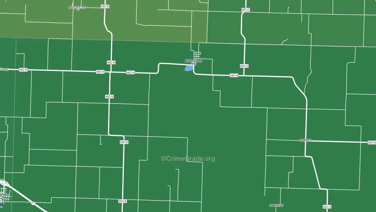 Blairstown, MO Map of Theft Rates