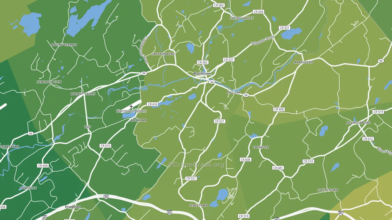 Blairstown, NJ Map of Theft Rates