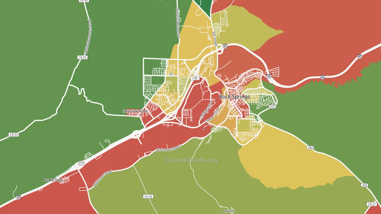 Blairtown, WY Map of Theft Rates