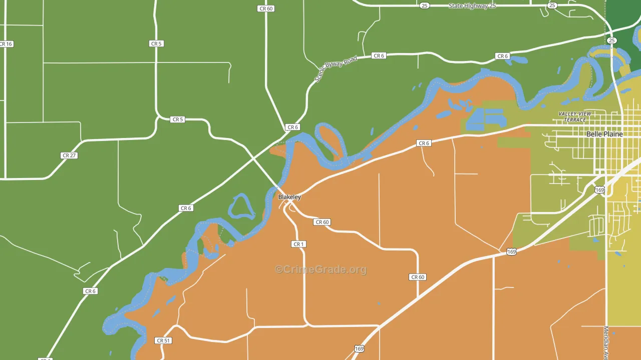 Blakeley, MN Map of Theft Rates