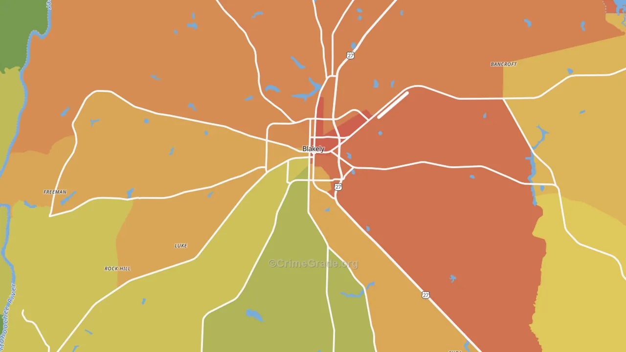 Blakely, GA Map of Theft Rates