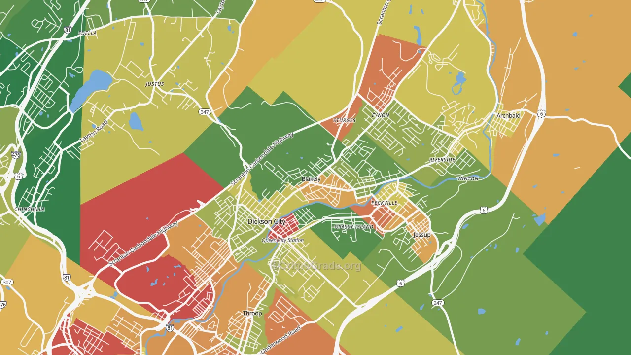 Blakely, PA Map of Theft Rates