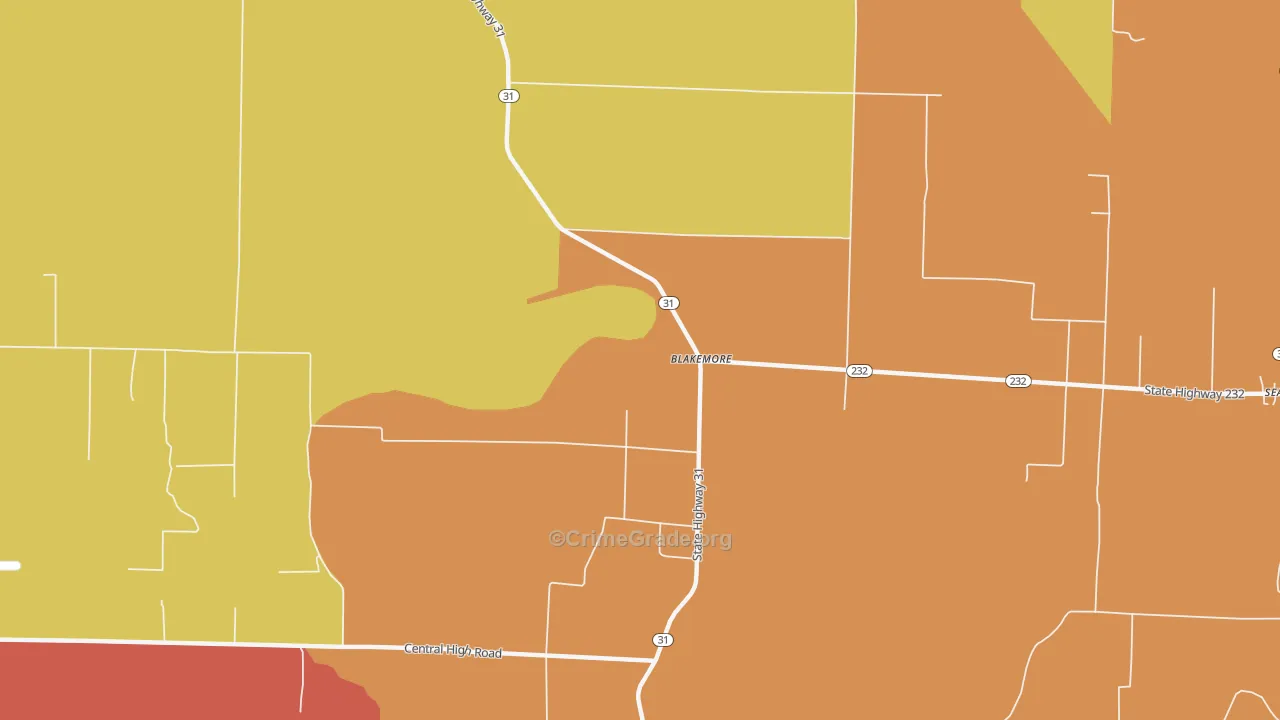 Blakemore, AR Map of Theft Rates