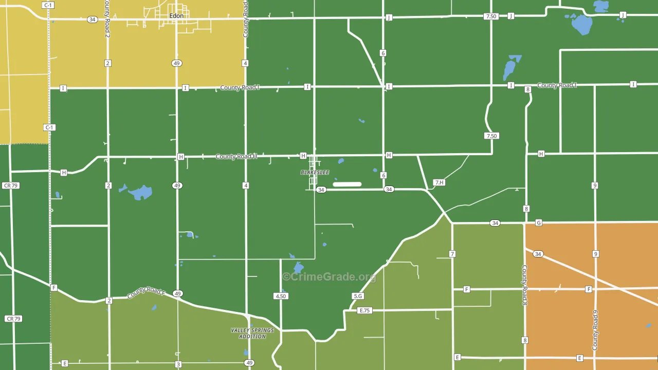Blakeslee, OH Map of Theft Rates