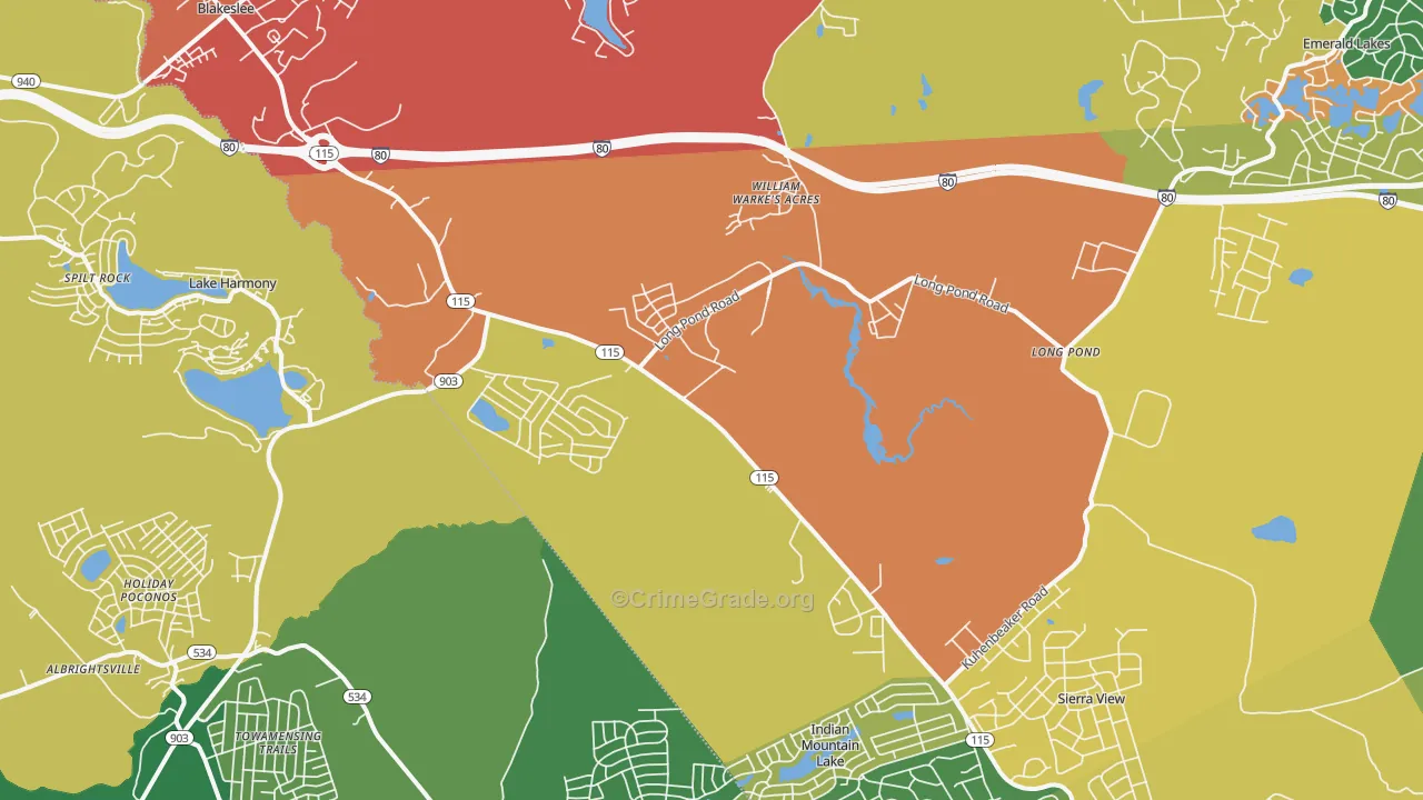 Blakeslee, PA Map of Theft Rates