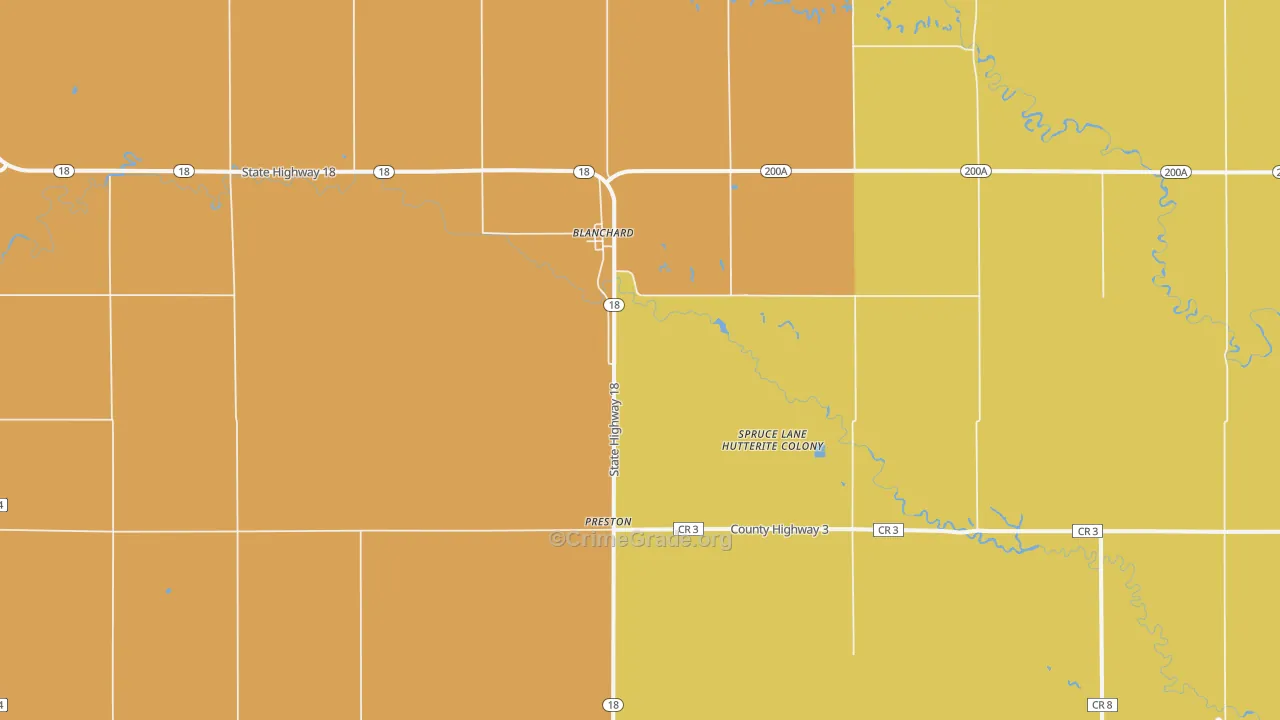 Blanchard, ND Map of Theft Rates