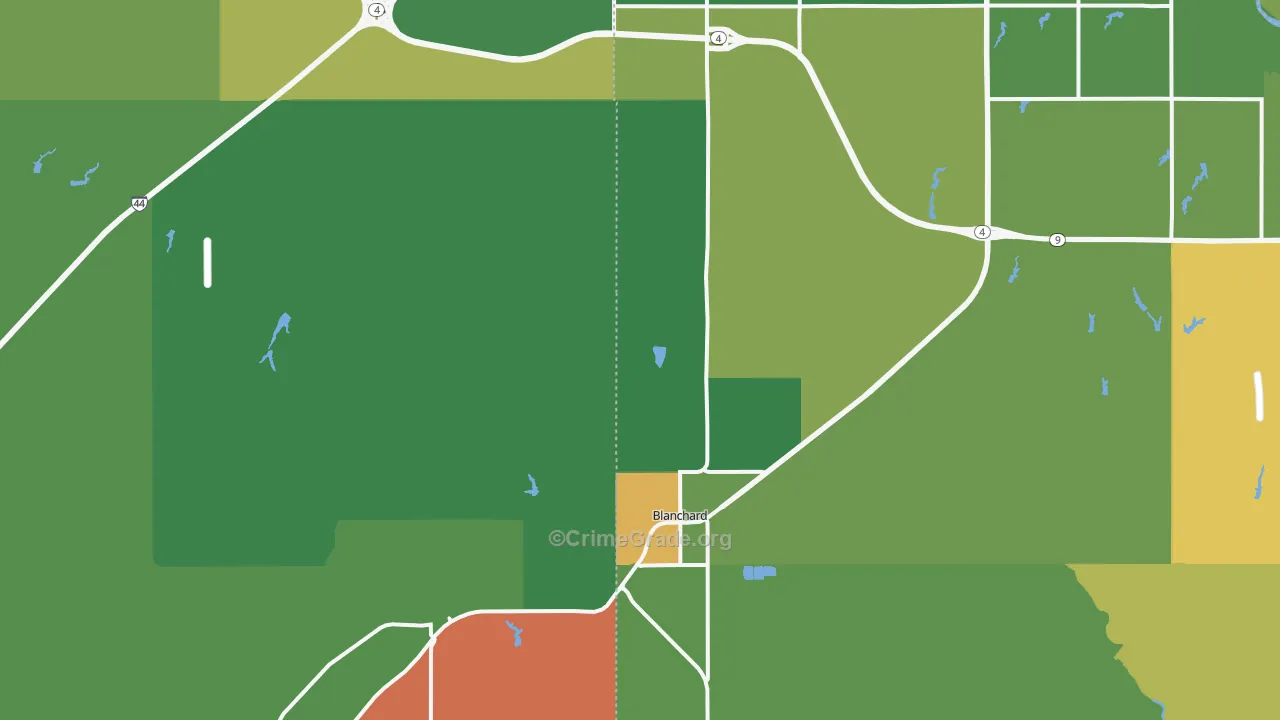 Blanchard, OK Map of Theft Rates