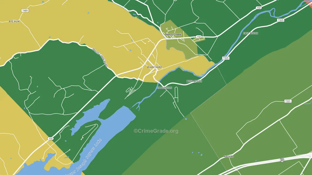 Blanchard, PA Map of Theft Rates