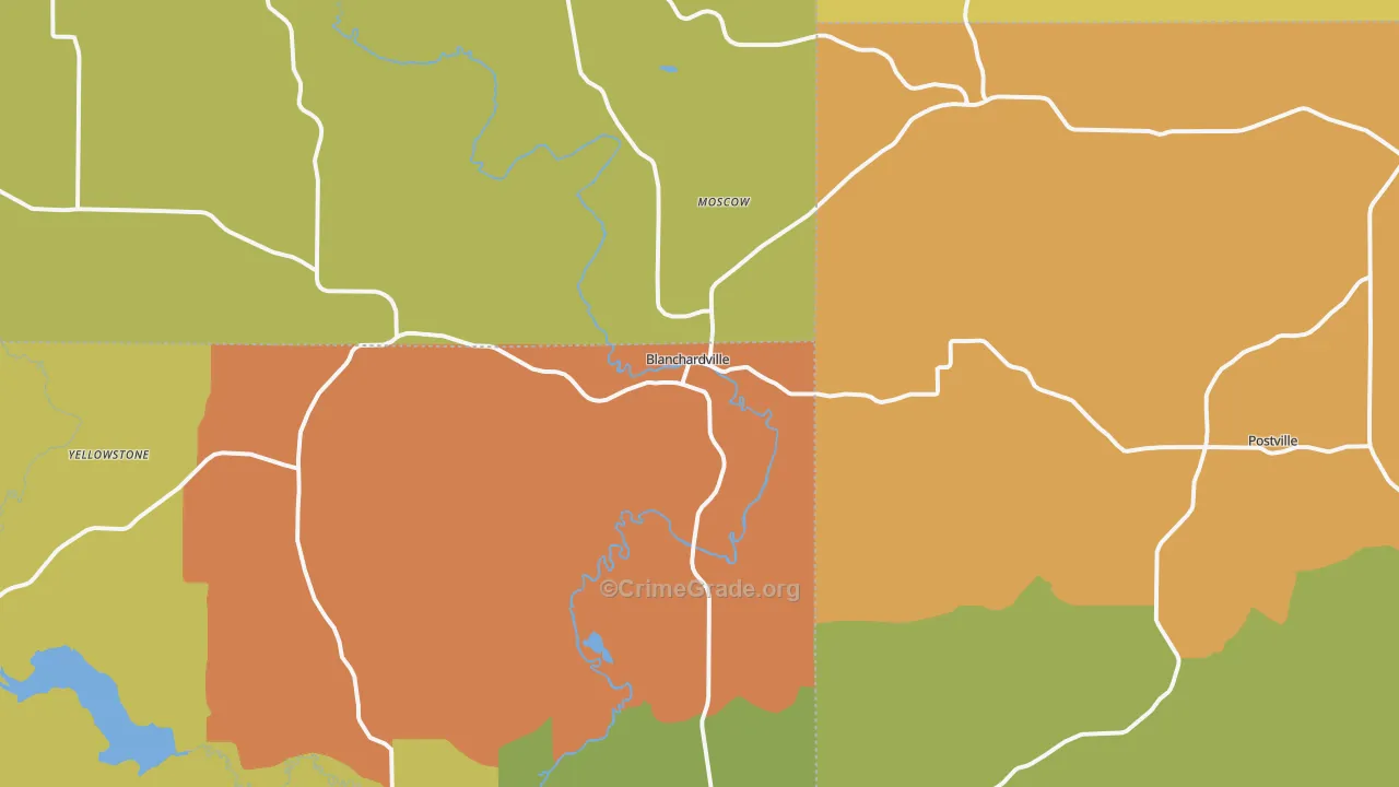Blanchardville, WI Map of Theft Rates