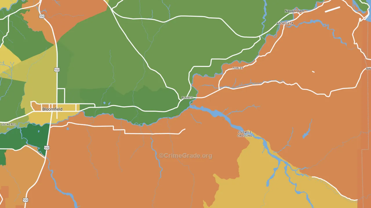 Blanco, NM Map of Theft Rates