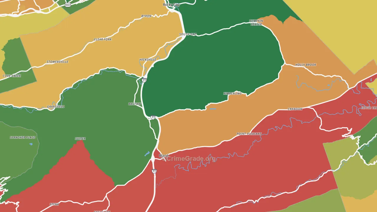 Bland County, VA Map of Theft Rates
