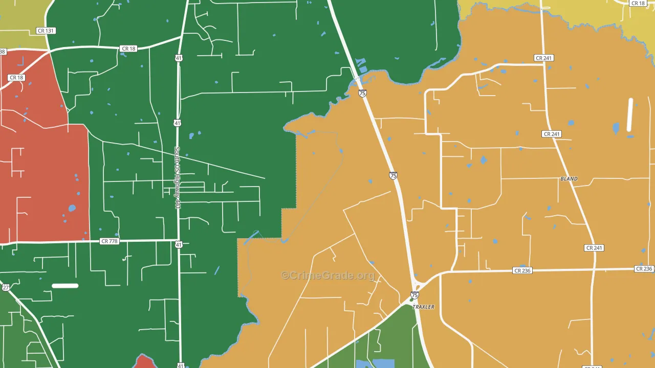 Bland, FL Map of Theft Rates