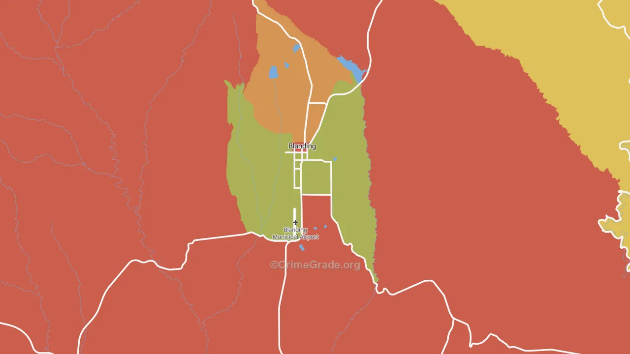 Blanding, UT Map of Theft Rates