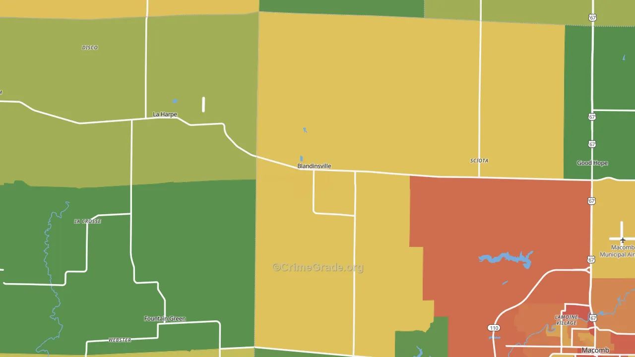 Blandinsville, IL Map of Theft Rates