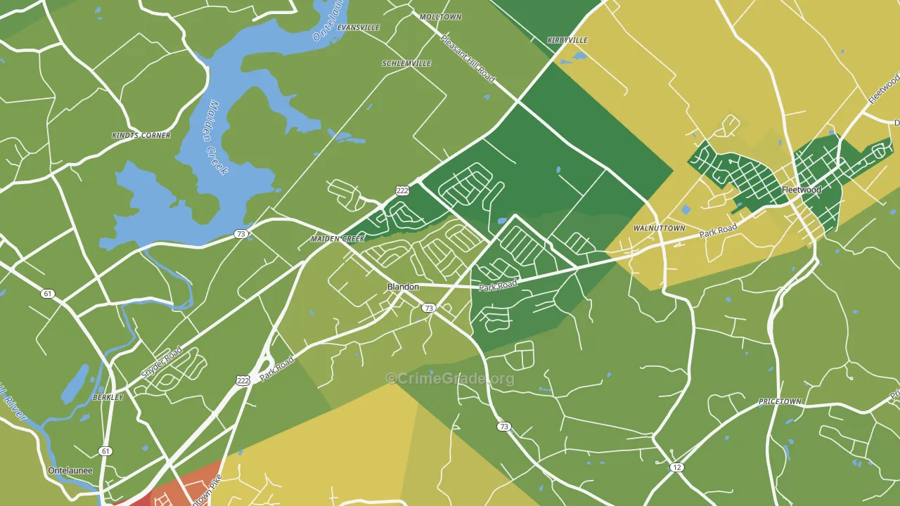 Blandon, PA Map of Theft Rates