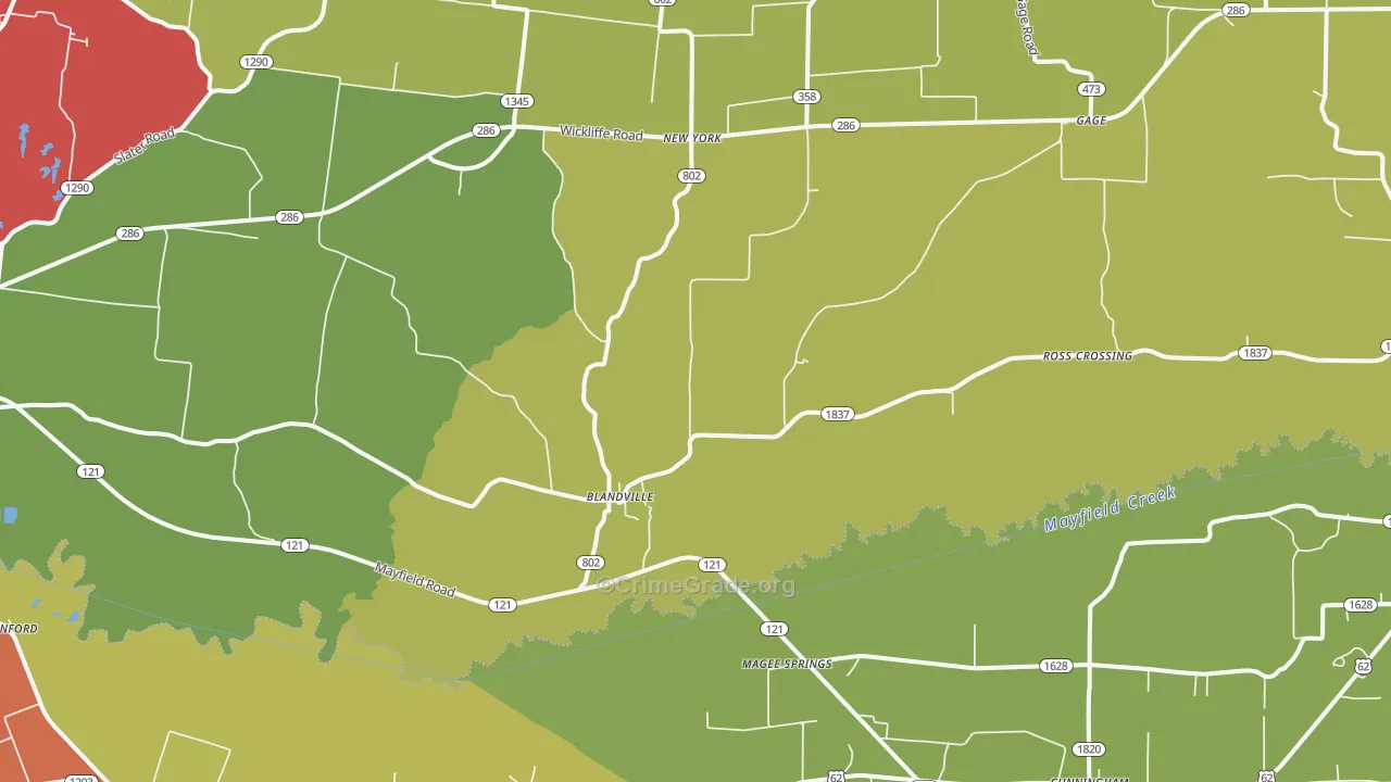 Blandville, KY Map of Theft Rates