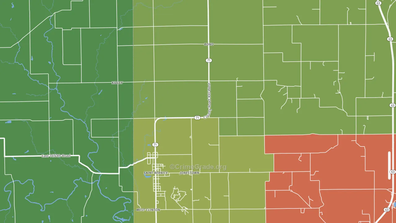 Blanford, IN Map of Theft Rates