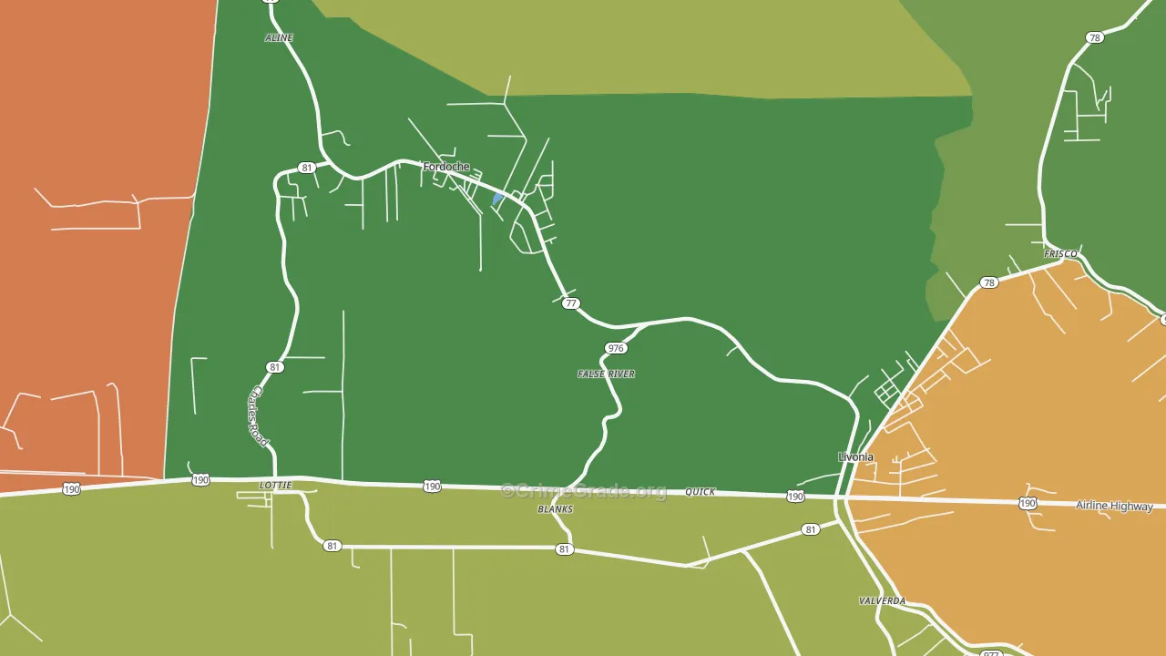 Blanks, LA Map of Theft Rates