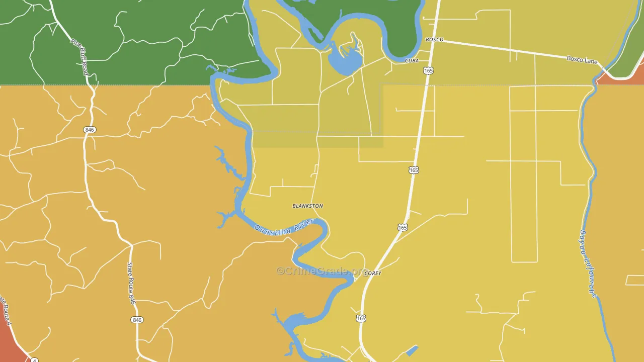 Blankston, LA Map of Theft Rates