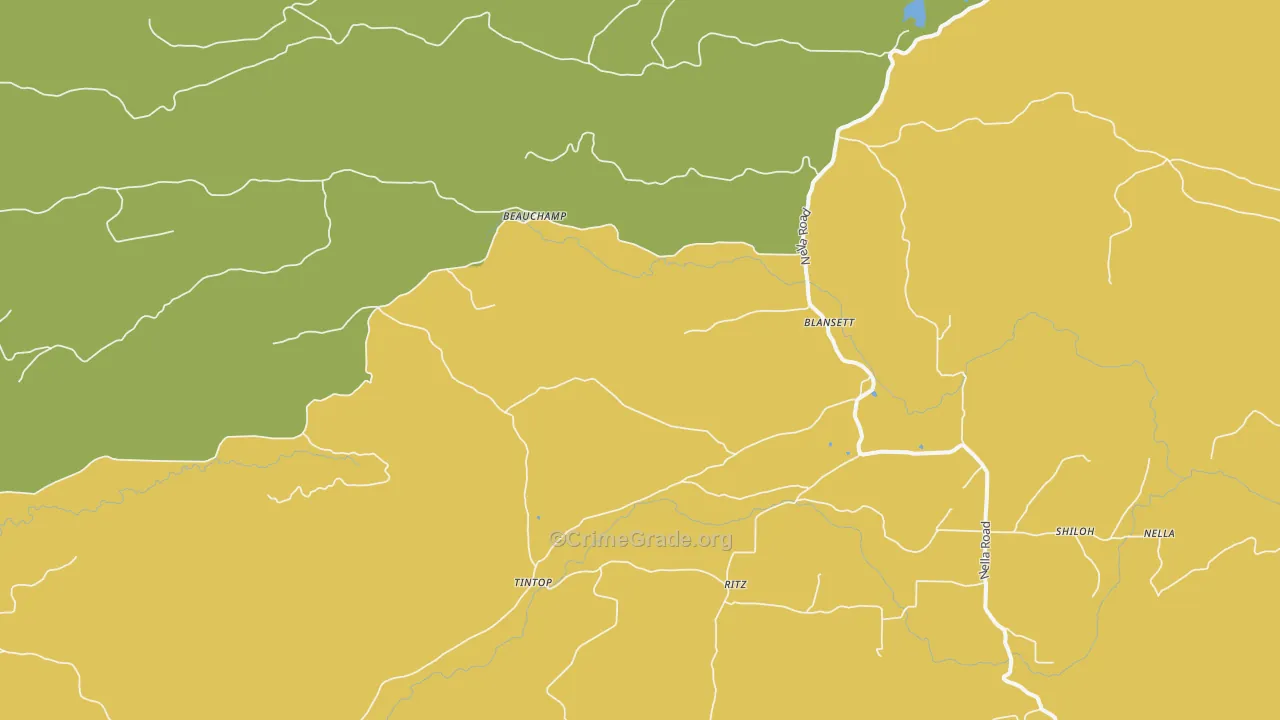 Blansett, AR Map of Theft Rates