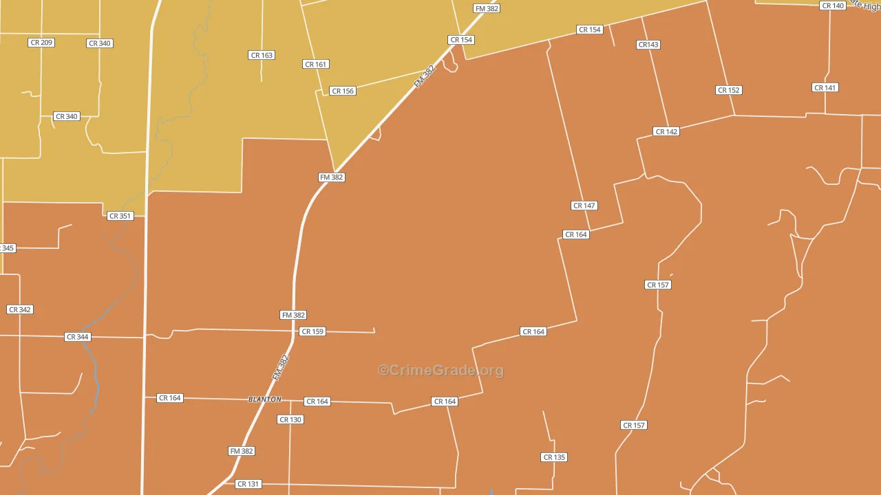 Blanton, TX Map of Theft Rates