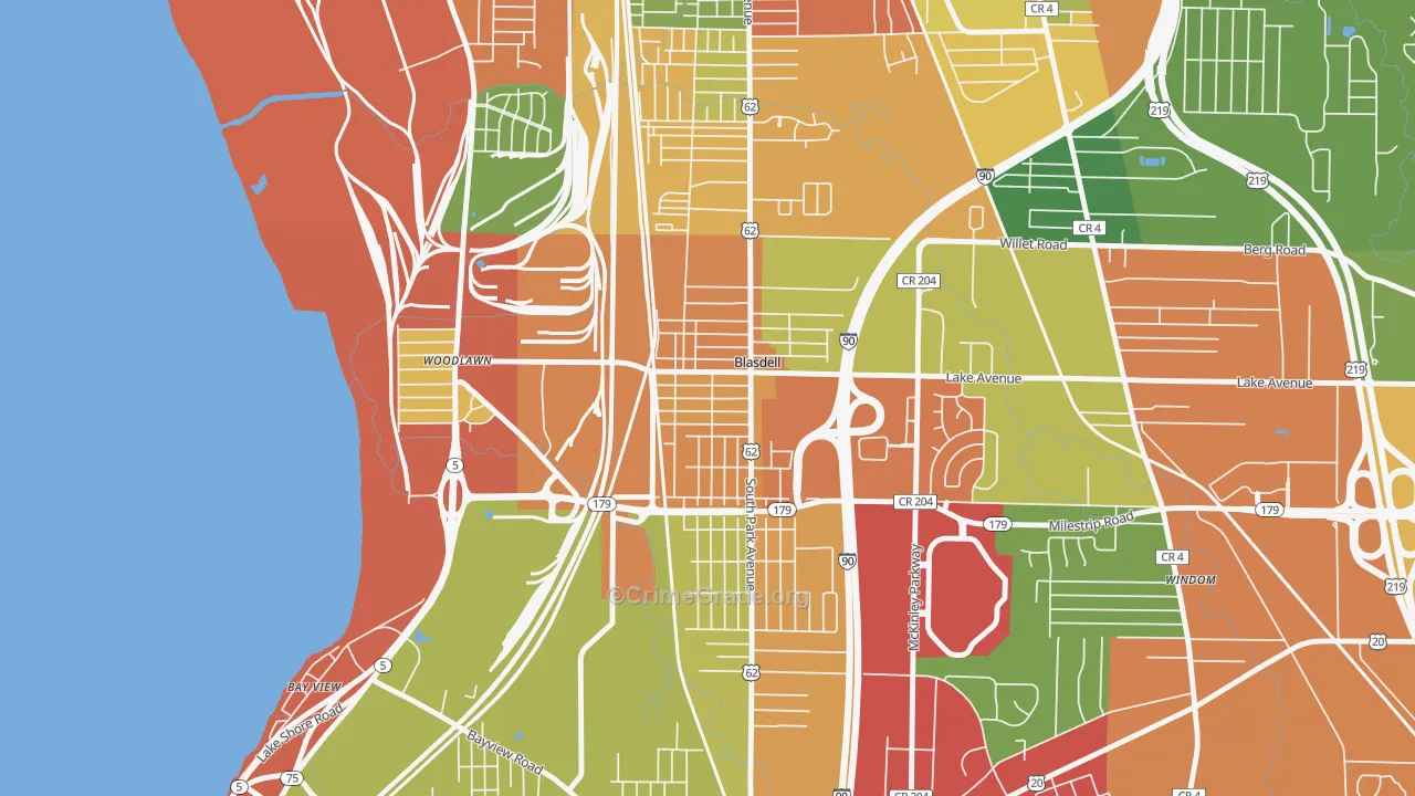 Blasdell, NY Map of Theft Rates