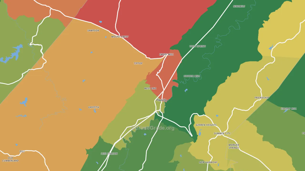 Bledsoe County, TN Map of Theft Rates