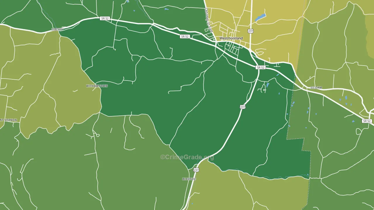 Bledsoe, TN Map of Theft Rates