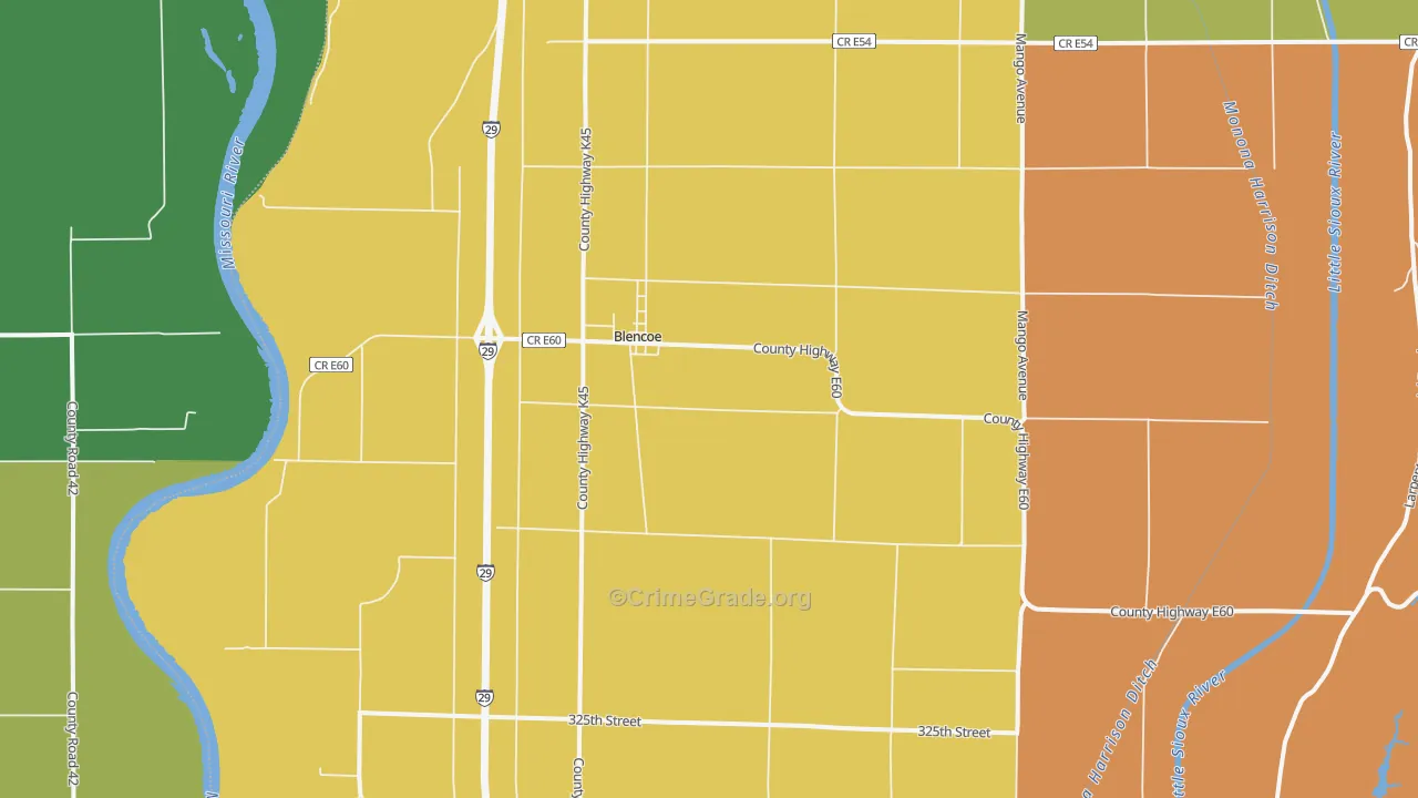 Blencoe, IA Map of Theft Rates
