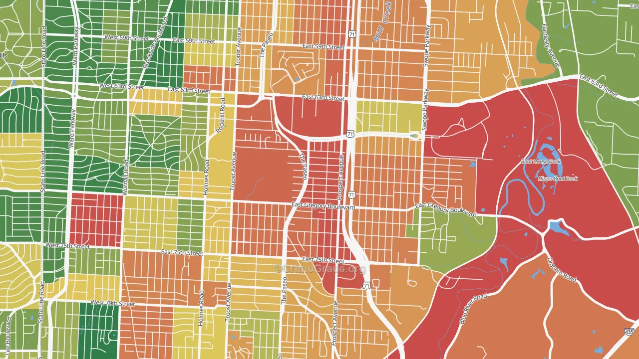 Blenheim Square, Kansas City, MO Map of Theft Rates