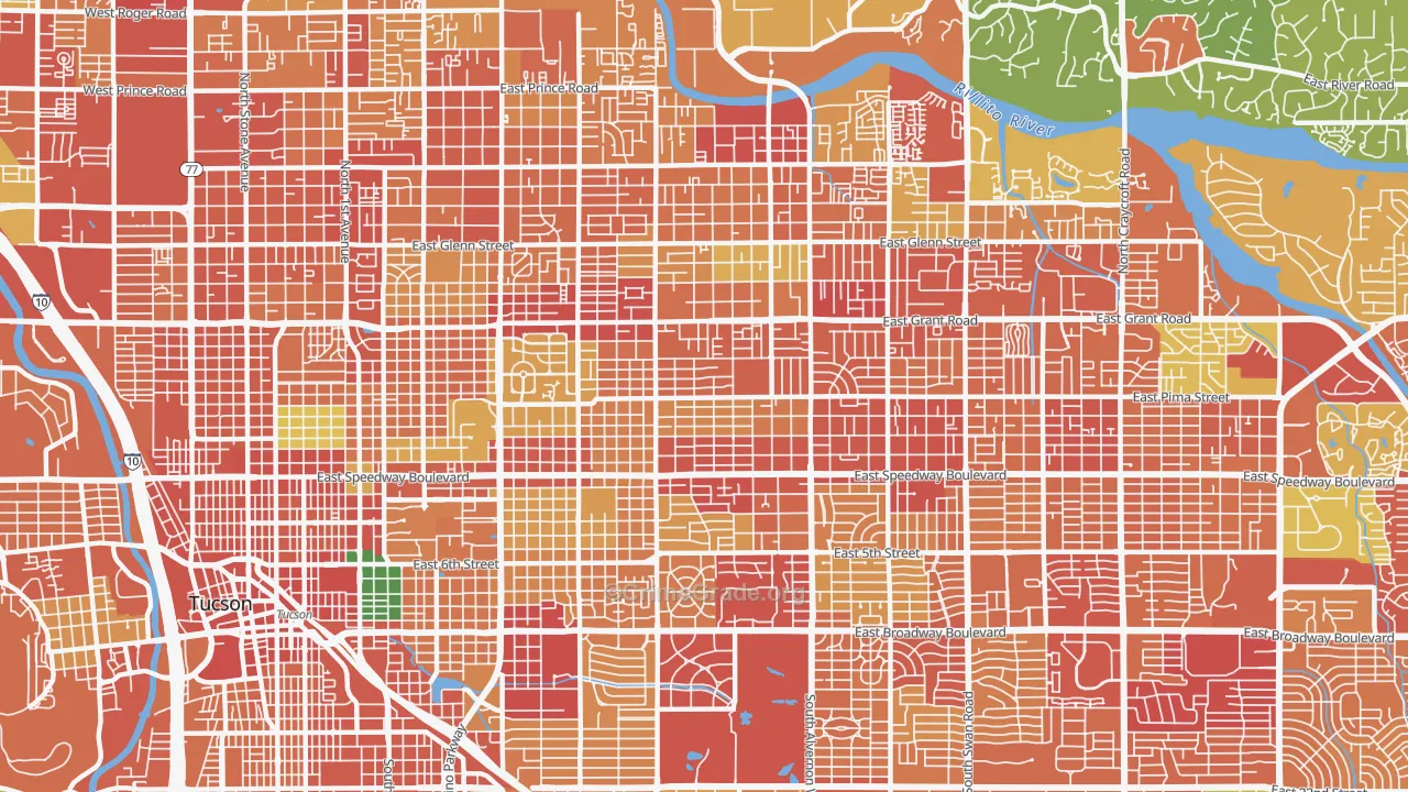 Blenman-Elm, Tucson, AZ Map of Theft Rates