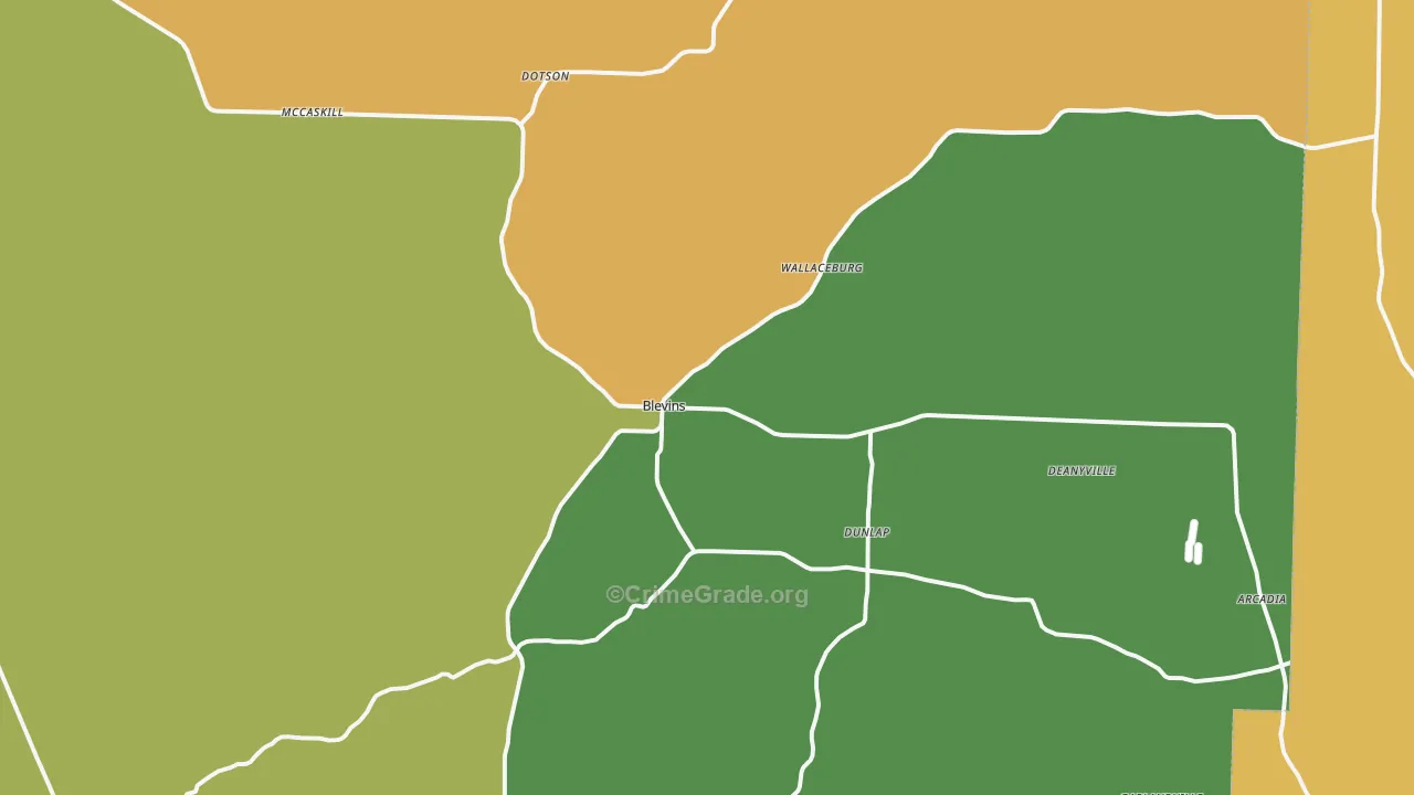 Blevins, AR Map of Theft Rates
