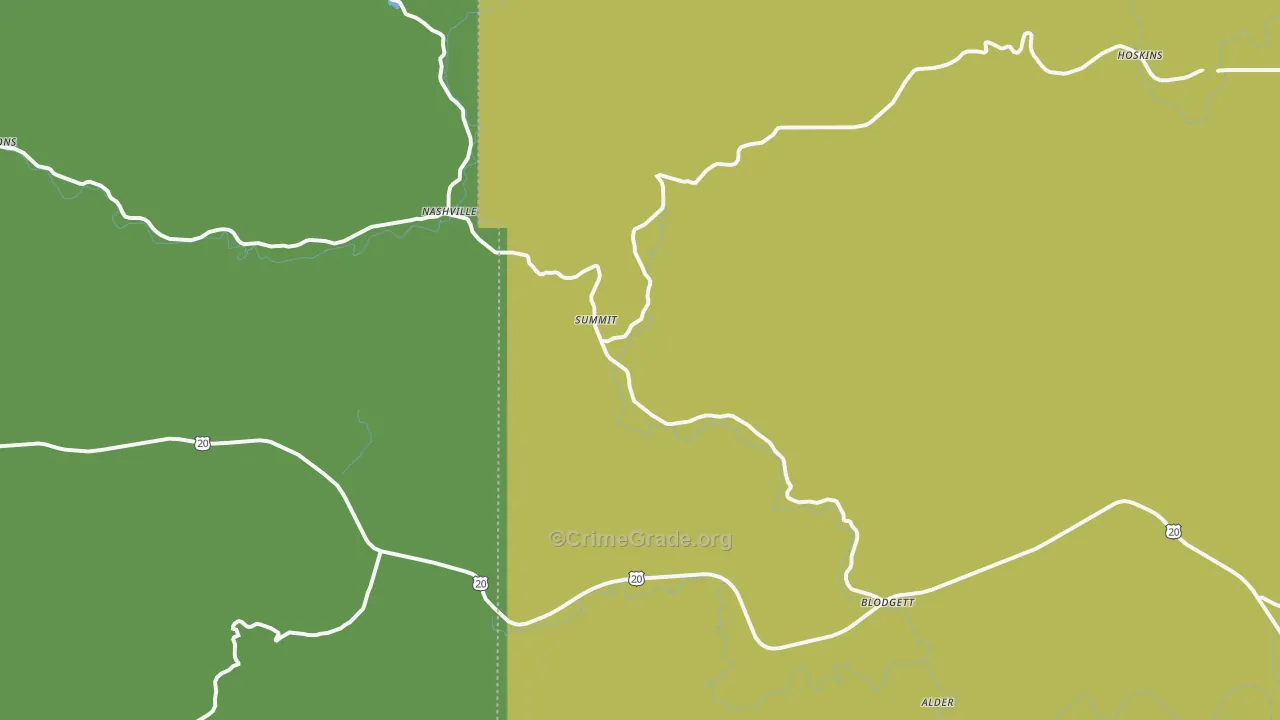 Blodgett, OR Map of Theft Rates