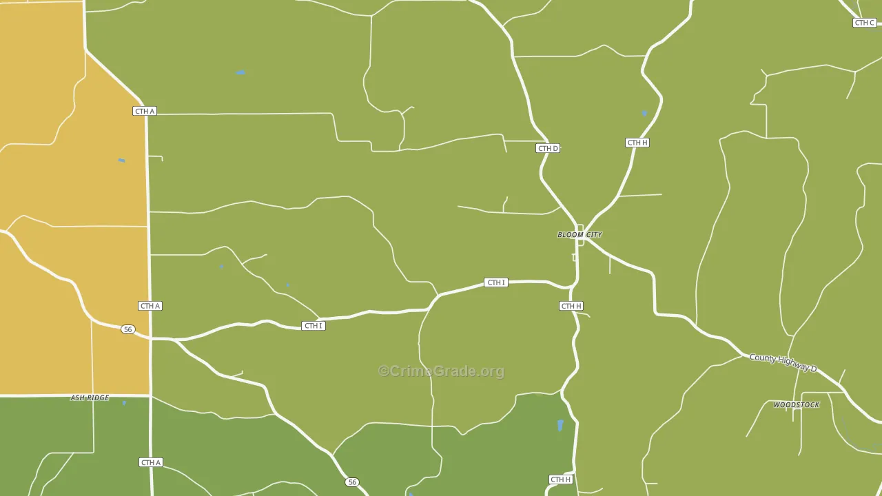 Bloom City, WI Map of Theft Rates