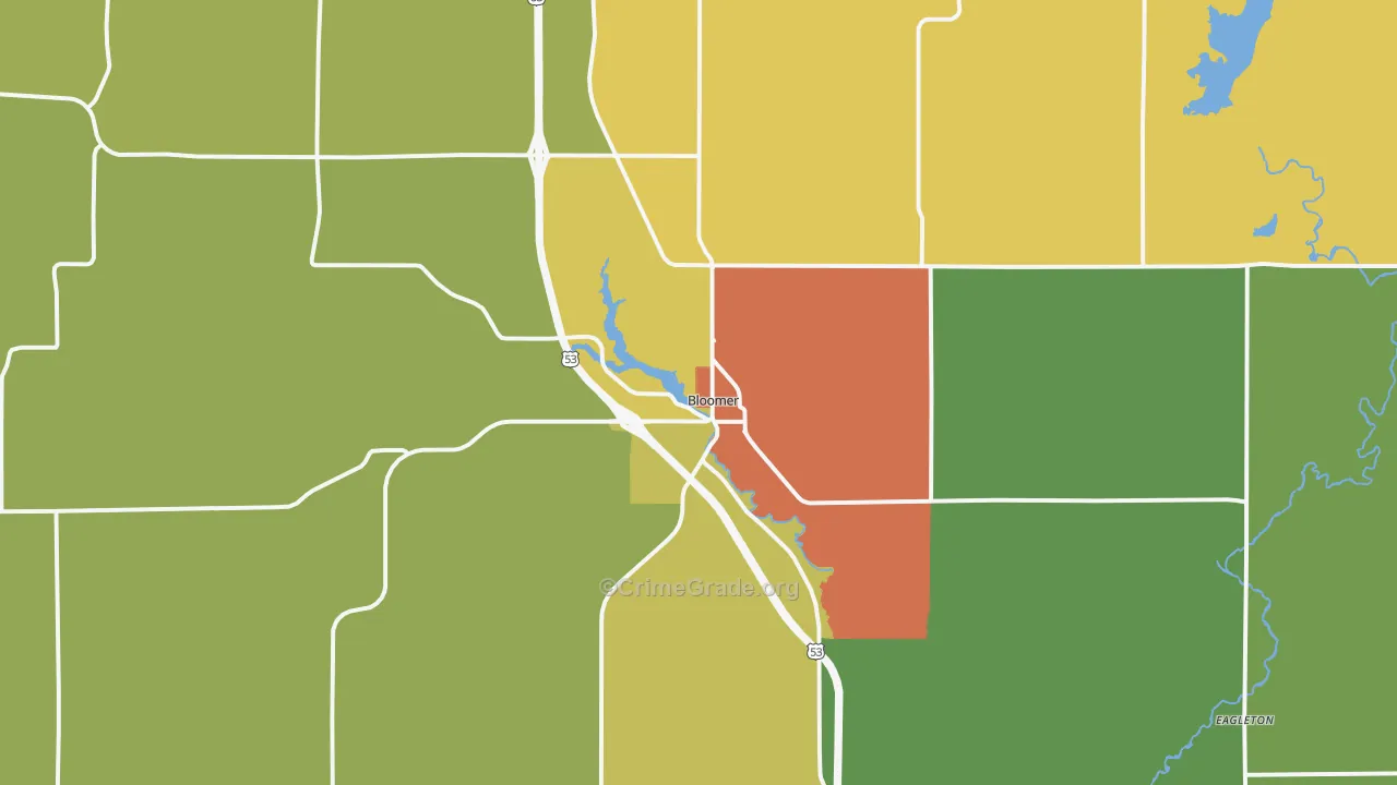 Bloomer, WI Map of Theft Rates