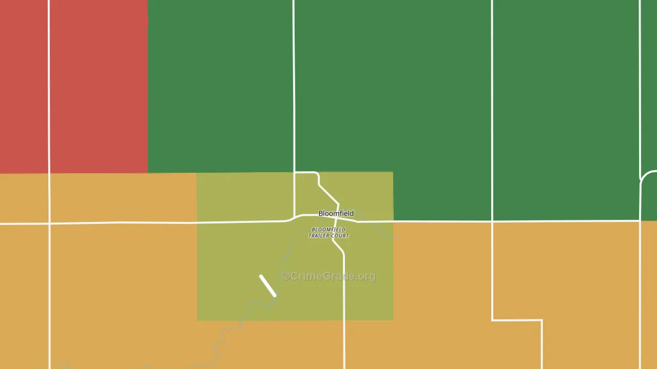 Bloomfield, NE Map of Theft Rates