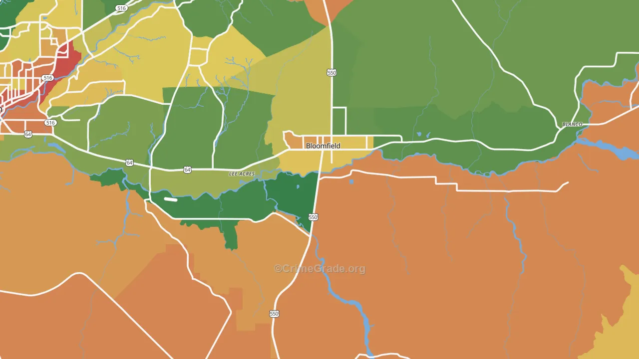 Bloomfield, NM Map of Theft Rates