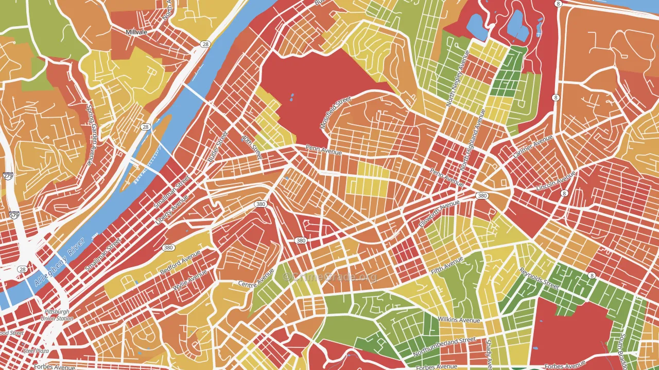 Bloomfield, Pittsburgh, PA Map of Theft Rates