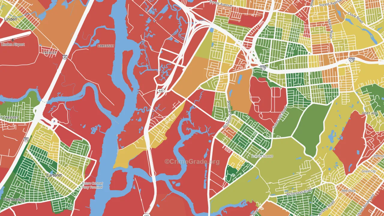 Bloomfield, Staten Island, NY Map of Theft Rates