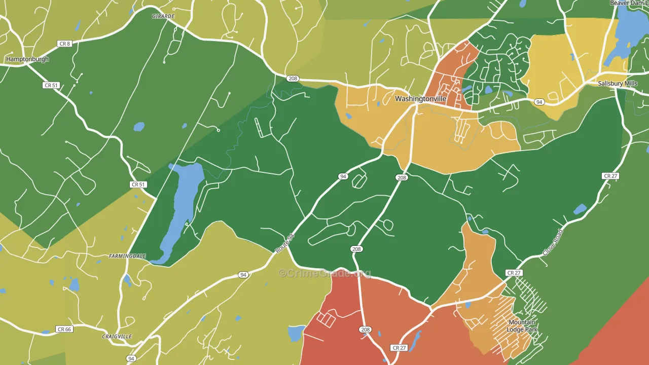 Blooming Grove, NY Map of Theft Rates