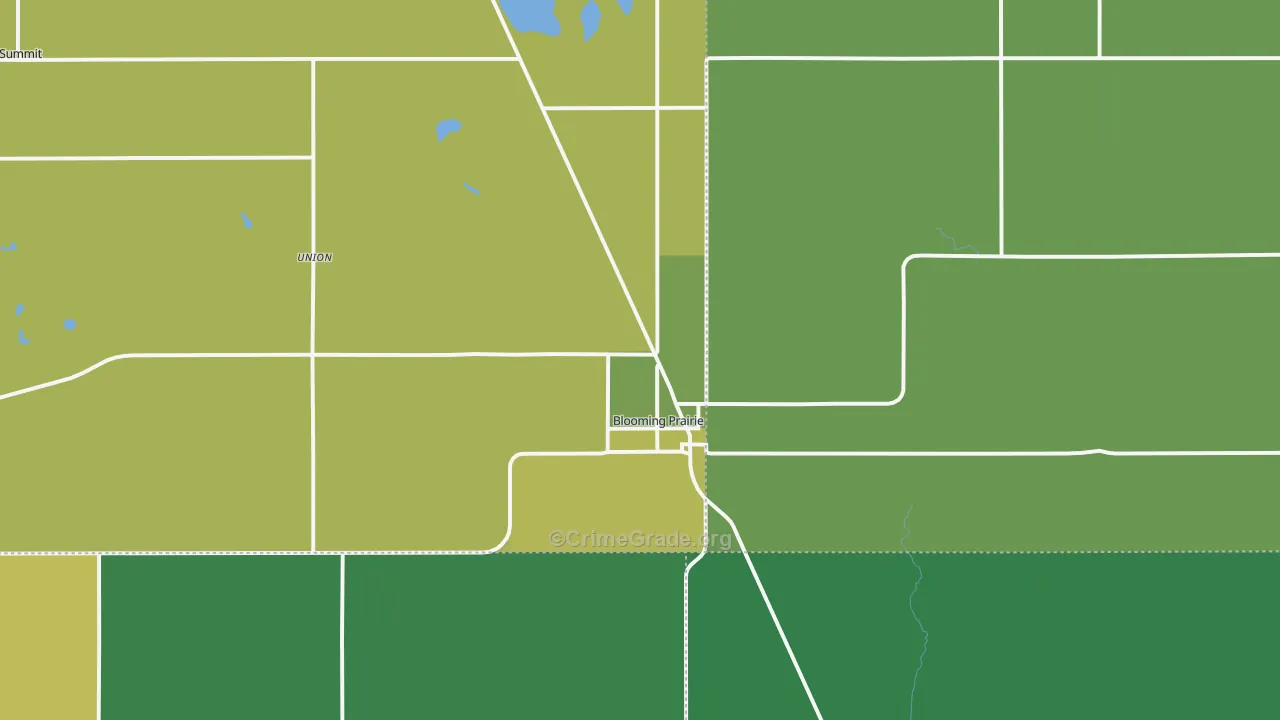 Blooming Prairie, MN Map of Theft Rates