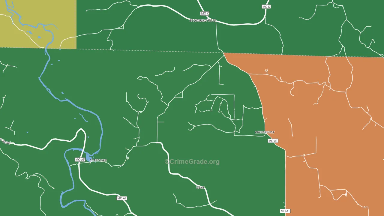 Blooming Rose, MO Map of Theft Rates